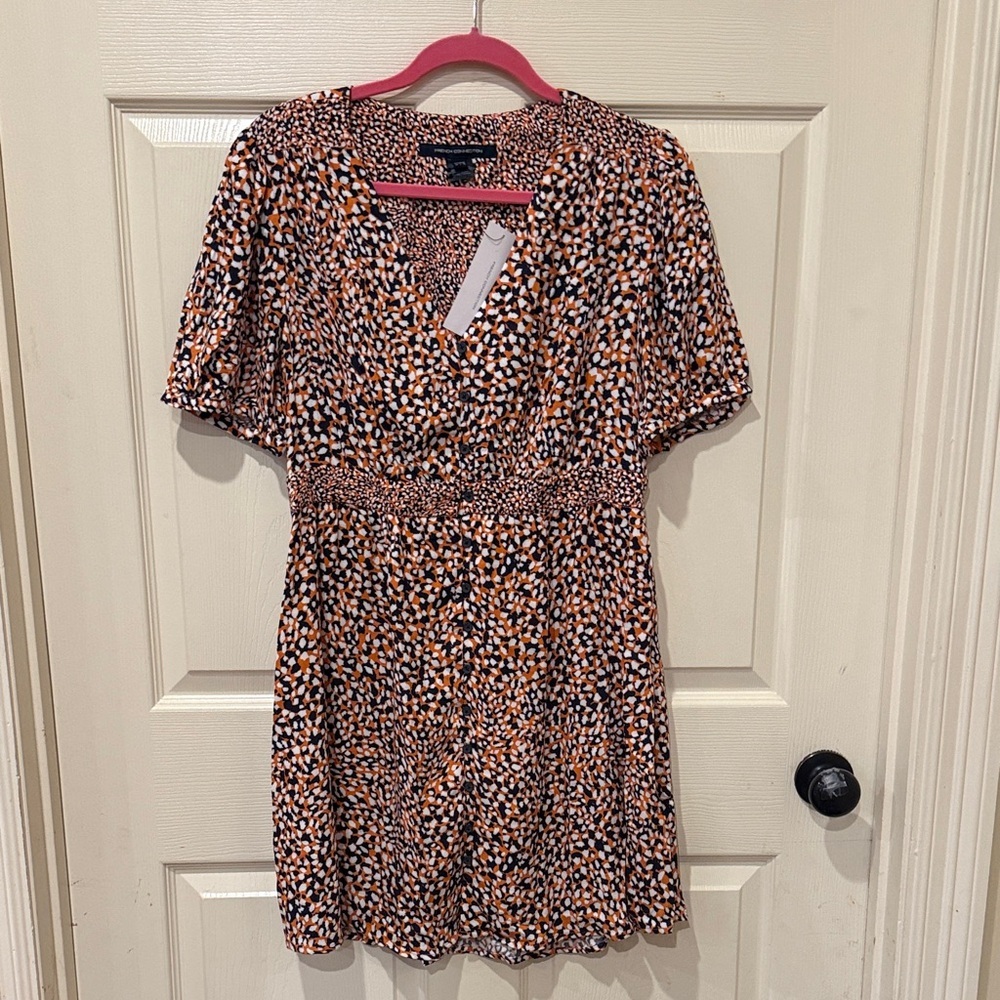 French Connection NWT orange drape button front dress, size 10 - Picture 3 of 10